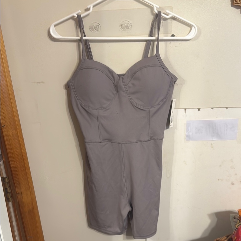 Gray Spaghetti Strap Bodysuit